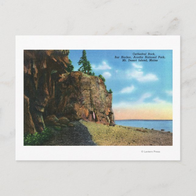 Postal Vista de la roca de la catedral, Bar Harbour (Anverso)