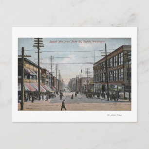 Postal Vista de la segunda avenida desde Pike Street