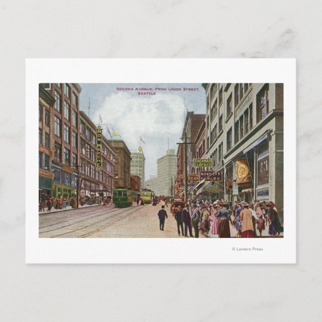 Postal Vista de la Segunda Avenida desde Union Street (Anverso)
