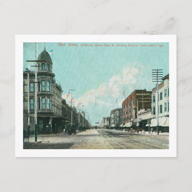 Postal Vista de la Torre Eléctrica desde la calle Santa C (Anverso)