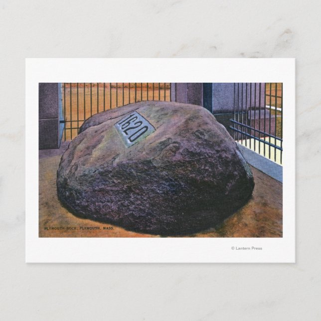Postal Vista de la verdadera roca de la Plymouth (Anverso)