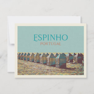 Postal Vista de las cabañas de la playa de Espinho, Portu