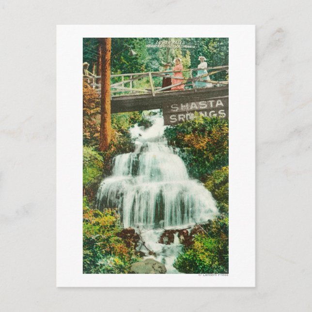 Postal Vista de las cataratas bajas Shasta Springs, CA (Anverso)