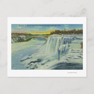 Postal Vista de las cataratas norteamericanas en invierno