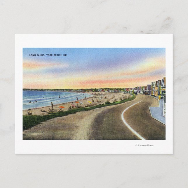 Postal Vista de las largas playas de York Beach (Anverso)