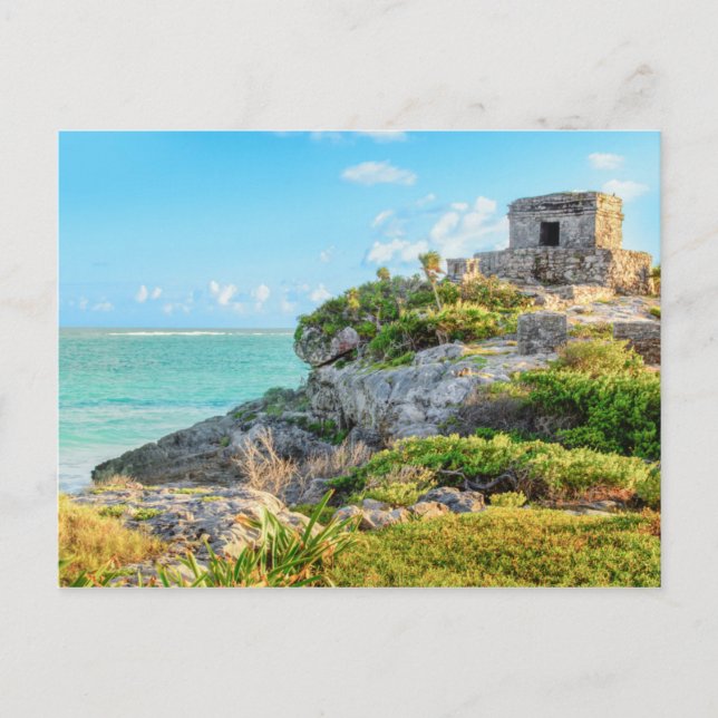 Postal Vista De Las Ruinas De Tulum, Templo De Dios De Lo (Anverso)
