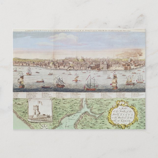 Postal Vista de Lisboa, 1755 (Anverso)