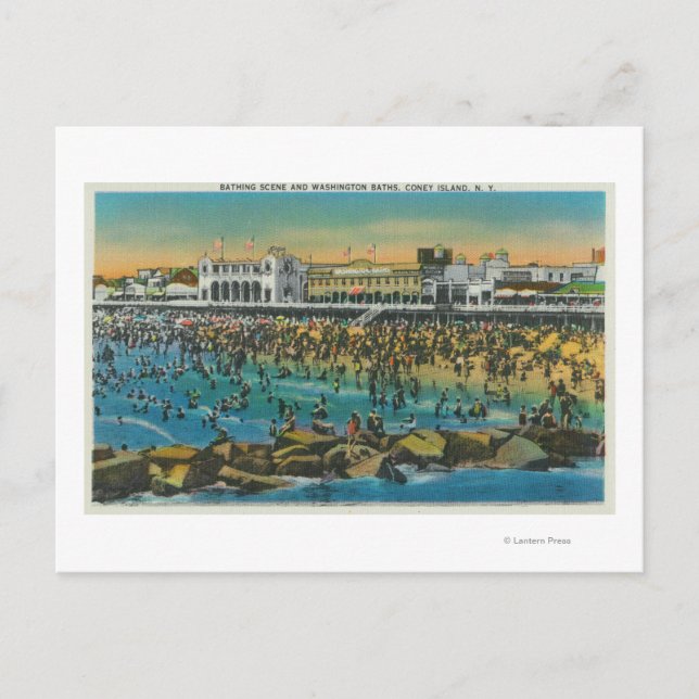 Postal Vista de los bañistas en los baños de Washington (Anverso)