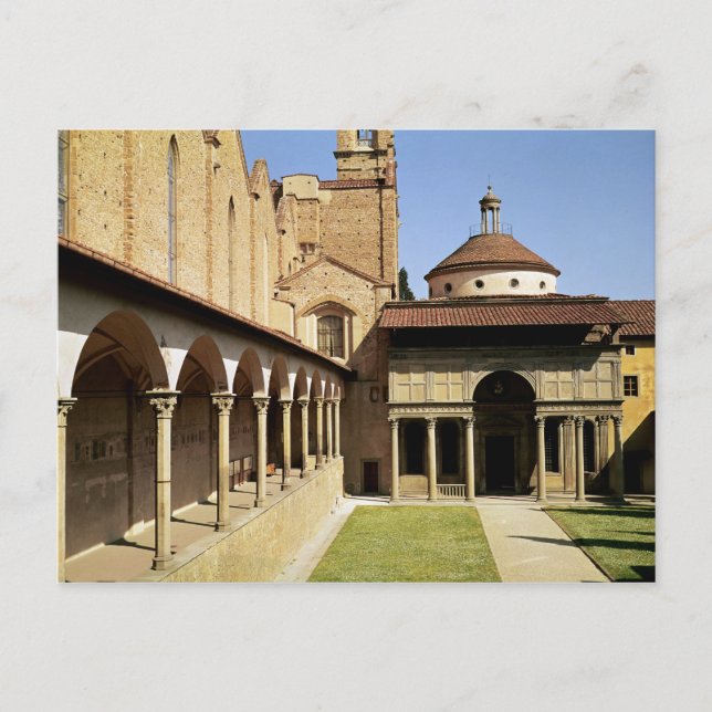Postal Vista de los claustros y de la capilla de Pazzi (Anverso)