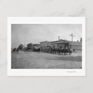 Postal Vista de los equipos de vagones de caballos en la 