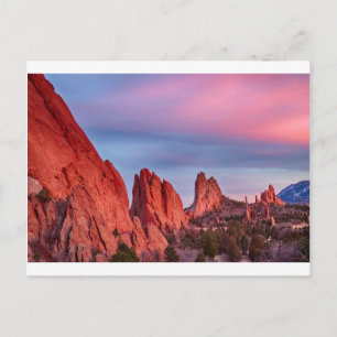 Postal Vista de los Jardines de los dioses al atardecer