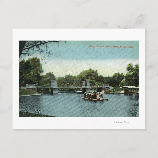 Postal Vista de los jardines públicos de Boston sobre el  (Anverso)