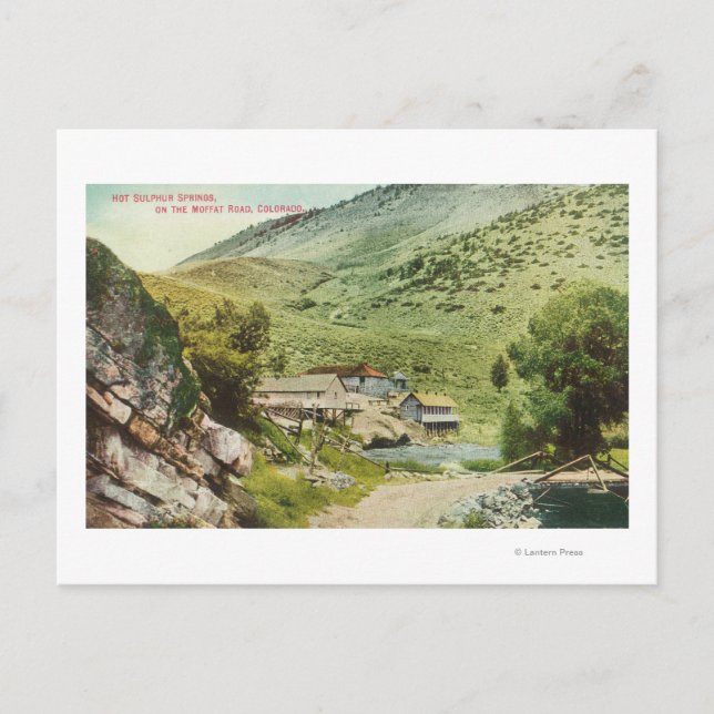 Postal Vista de los manantiales de azufre caliente en la  (Anverso)