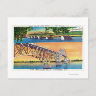 Postal Vista de los puentes norte y sur de Grand Island