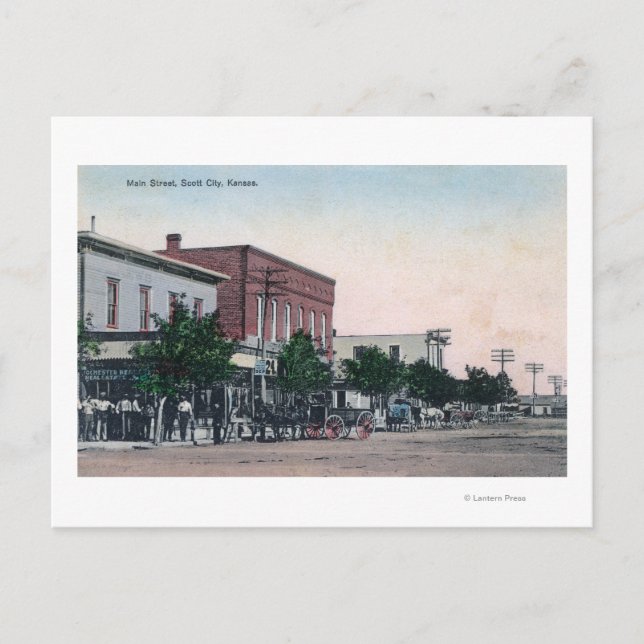 Postal Vista de Main StreetScott City, KS (Anverso)