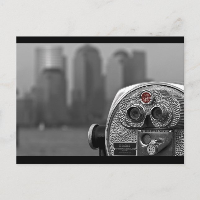 Postal Vista de Manhattan en blanco y negro (Anverso)