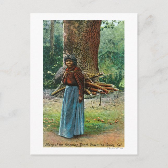 Postal Vista de María de los nativos yosemitas que llevan (Anverso)