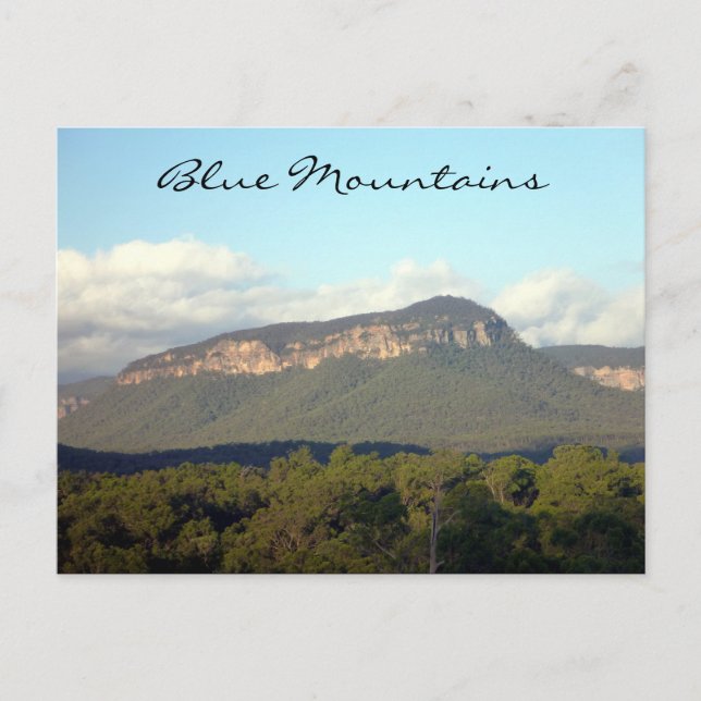 Postal vista de montañas azules (Anverso)