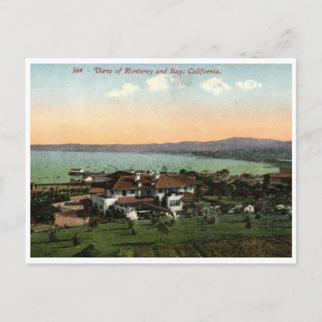 Postal Vista de Monterey California, estilo vintage (Anverso)