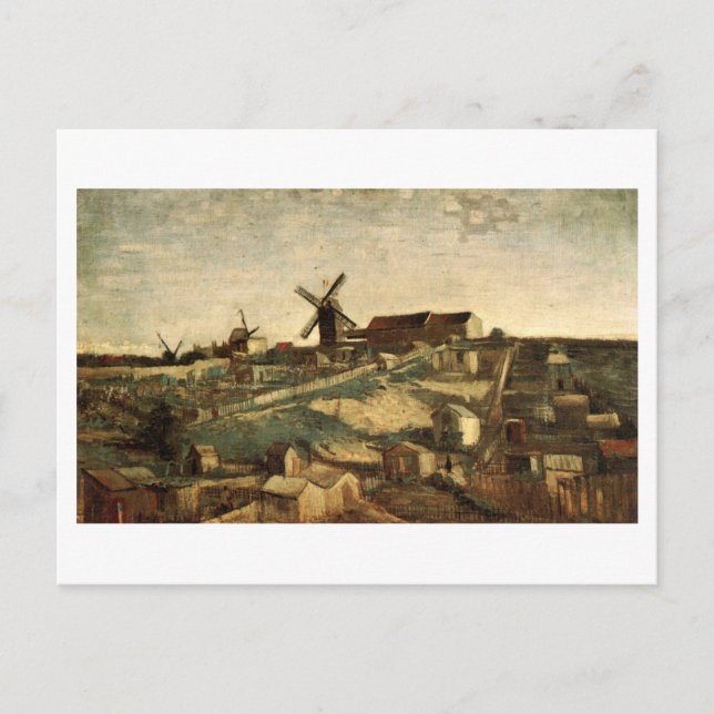 Postal Vista de Montmartre & Windmills Van Gogh Bella Art (Anverso)