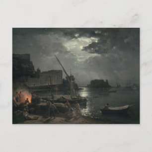 Postal Vista de Nápoles a la luz de la luna, 1829