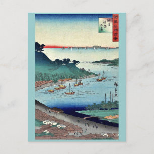 Postal Vista de Niigata por Utagawa, Hiroshige