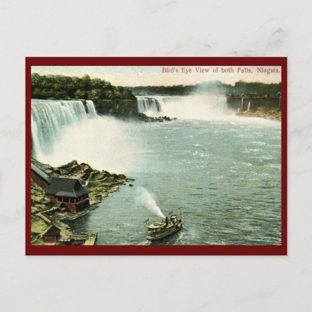 Postal Vista de ojos de pájaro, Cataratas del Niágara (Anverso)