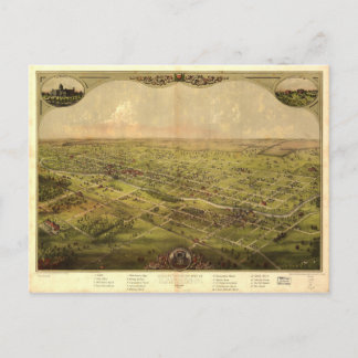 Postal Vista de ojos de pájaro de Lansing, Michigan (1866