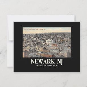 Postal Vista de ojos de pájaro Newark NJ, inspirada en la
