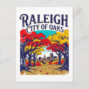 Postal Vista de otoño de Raleigh Ciudad de los Robles