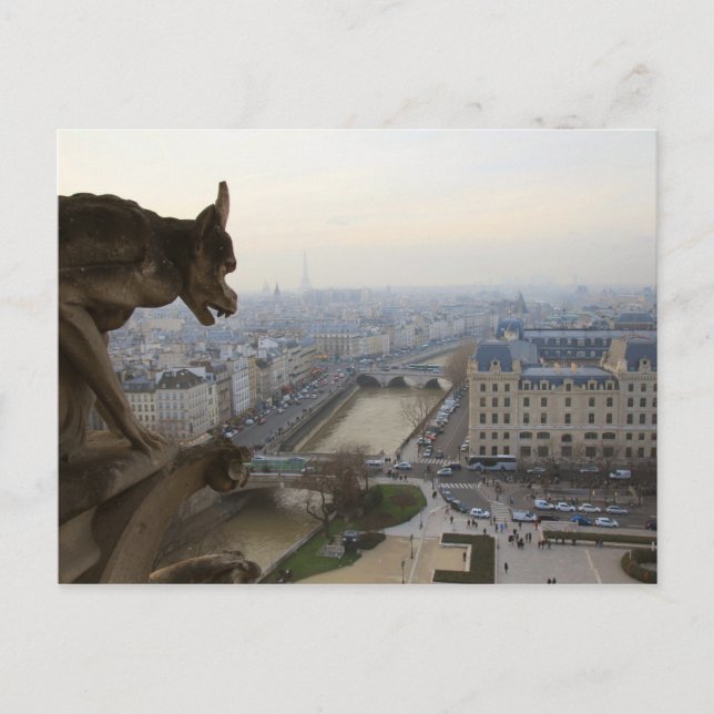 Postal Vista de París con Gargoyle Notre Dame de Paris (Anverso)