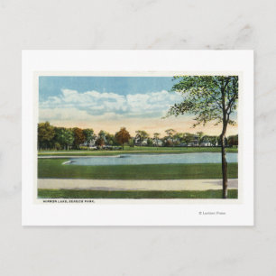 Postal Vista de parque costero del lago espejo