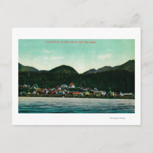 Postal Vista de pueblo de Ketchikan, Alaska desde Steamer