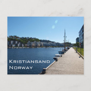 Postal Vista De Riverside En Kristiansand, Noruega