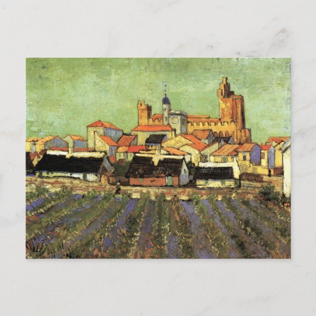 Postal Vista de Saintes Maries por Vincent van Gogh (Anverso)