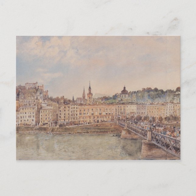 Postal Vista de Salzburgo (por Rudolf von Alt) (Anverso)