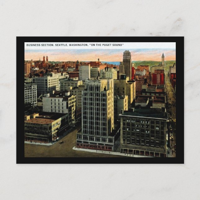 Postal Vista de Seattle, añada de los años 20 (Anverso)