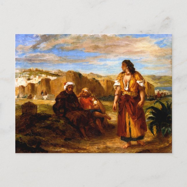 Postal Vista de Tánger con dos árabes sentados (Anverso)