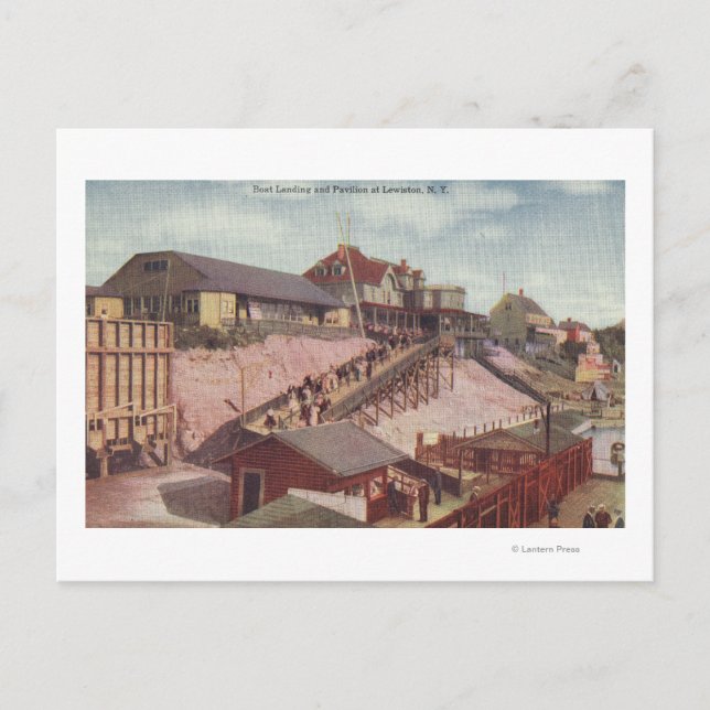 Postal Vista de un aterrizaje de barcos y un Pavillón (Anverso)