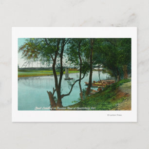 Postal Vista de un aterrizaje en barco en el río ruso