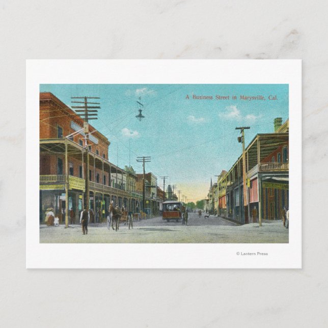 Postal Vista de un Business StreetMarysville, CA (Anverso)