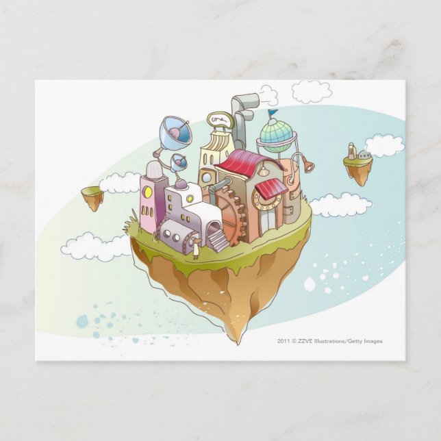 Postal Vista de un colorido ilustracion abstracto (Anverso)