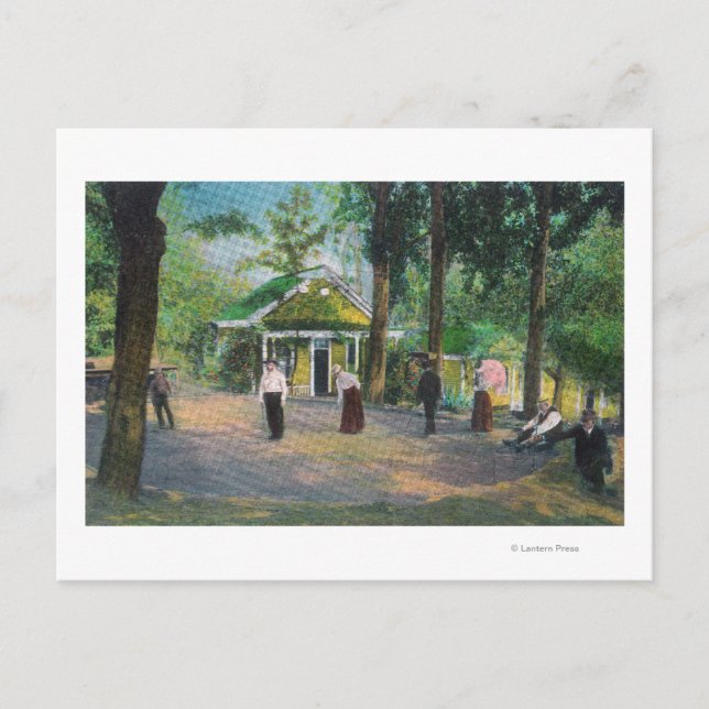 Postal Vista de un juego de croquetHarbin Springs, CA (Anverso)