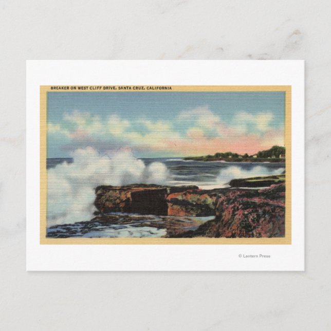 Postal Vista de un rompeolas en West Cliff Drive (Anverso)