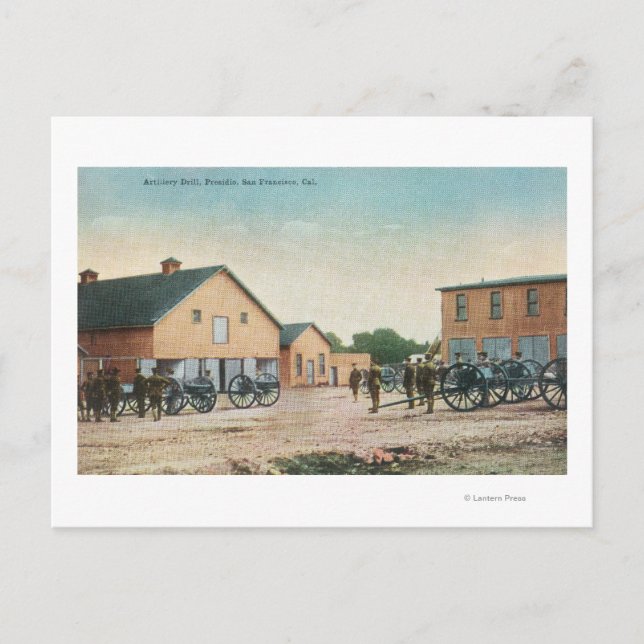 Postal Vista de un taladro de artillería en Presidio (Anverso)