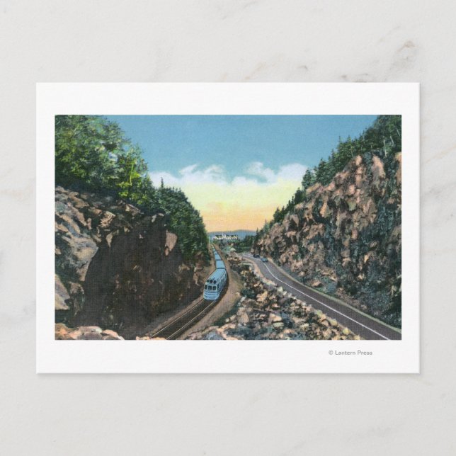 Postal Vista de un tren a lo largo de la autopista (Anverso)