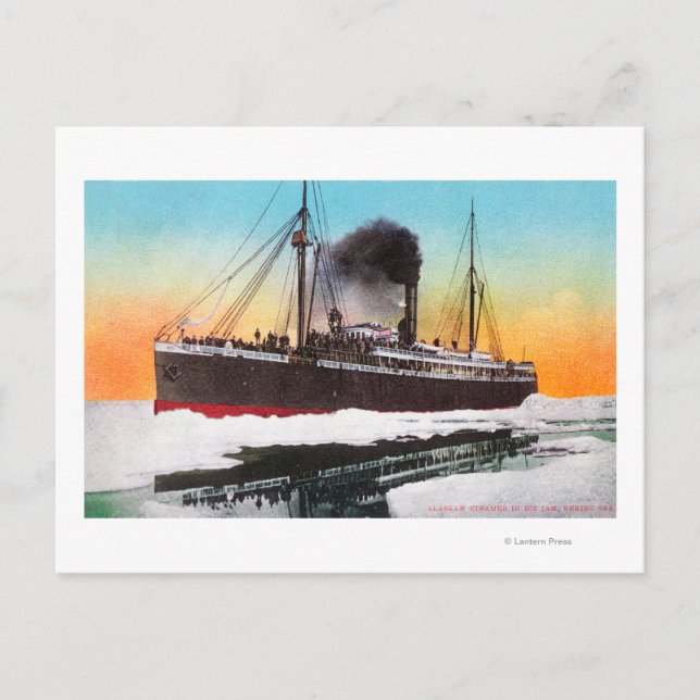 Postal Vista de un vapor en un atasco de hielo (Anverso)