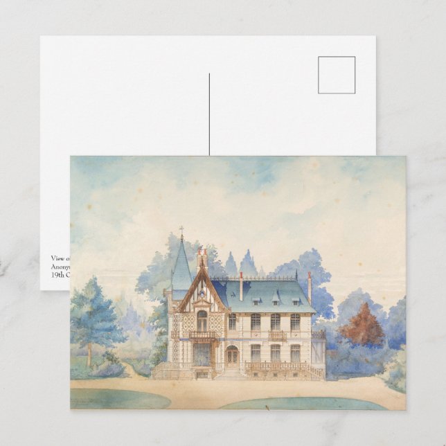 Postal Vista de una casa de campo, anónimo, francés (Anverso / Reverso)