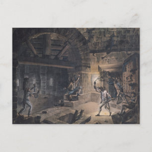 Postal Vista de una celda en la Bastilla