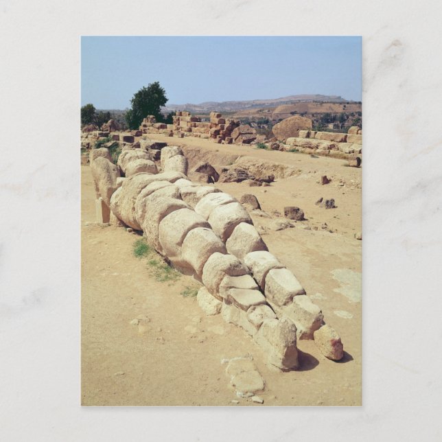 Postal Vista de una de las estatuas gigantes de Telemon (Anverso)